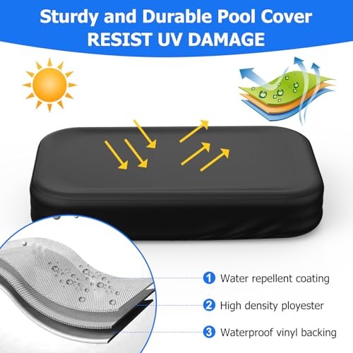 Rectangular Pool Cover for Inflatable Pool, Fits Blow Up Pool Size 120" L x
