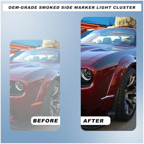 Smoked Side Markers Light for 2018-2023 Dodge Challenger SRT Dynamics White