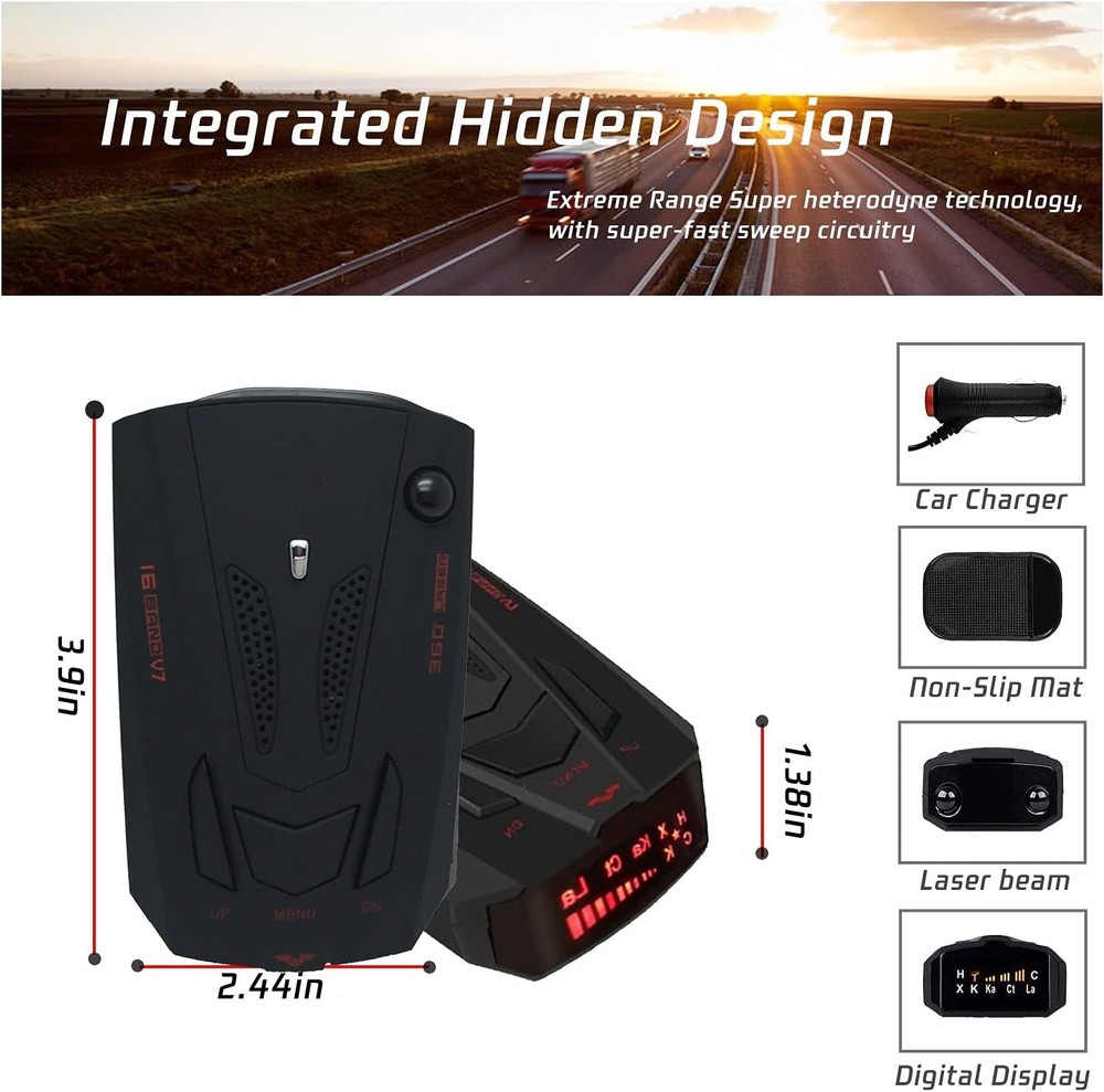 Radar Detector City Highway Mode LED Display