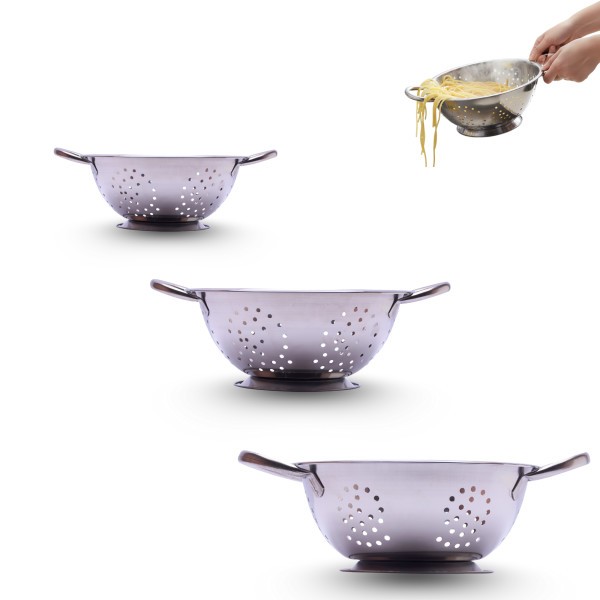 Amco 3-Piece Stainless Steel Colander Set - 1.5, 3, 5 Quart