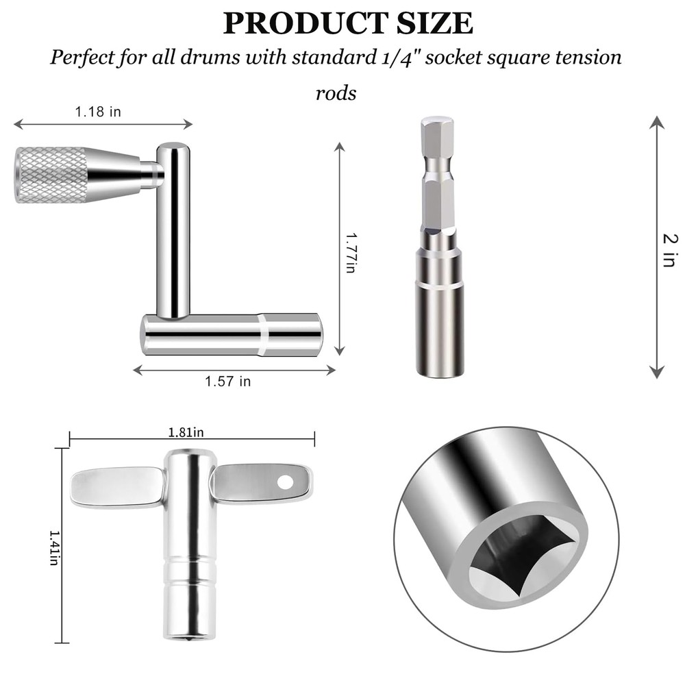 Drum Key Set, Speed Key, Standard Keys And Drill Bit Medium