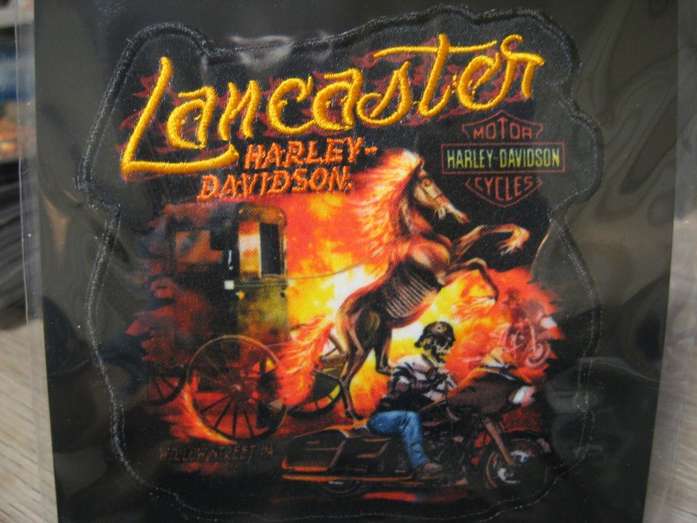Lancaster Willow Street, Pa Harley Davidson Emblem 4" Sew On Patch - Ghost Buggy