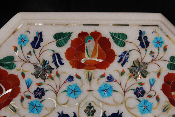 15" Marble Side End Table Top Inlay Handmade Work Home Decor