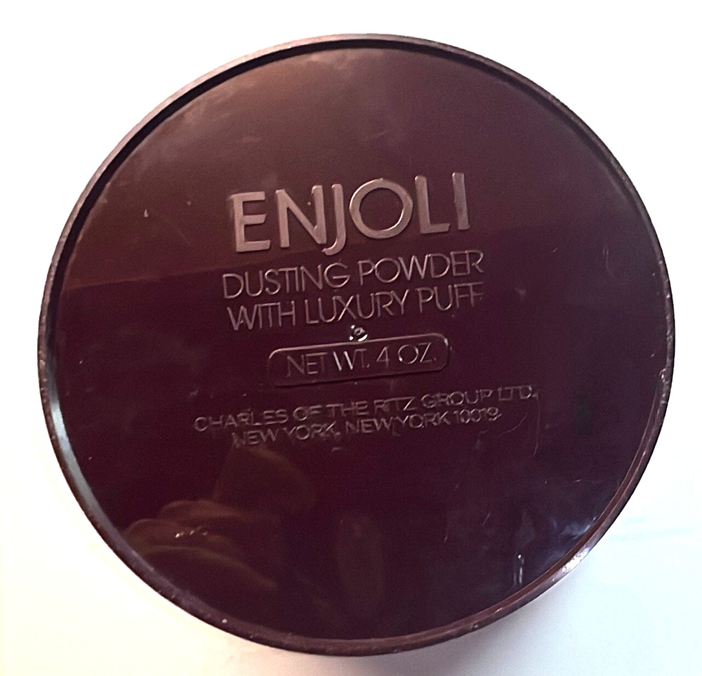 Enjoli Perfume Dusting Powder Empty Container w/ Puff Vintage 4 oz