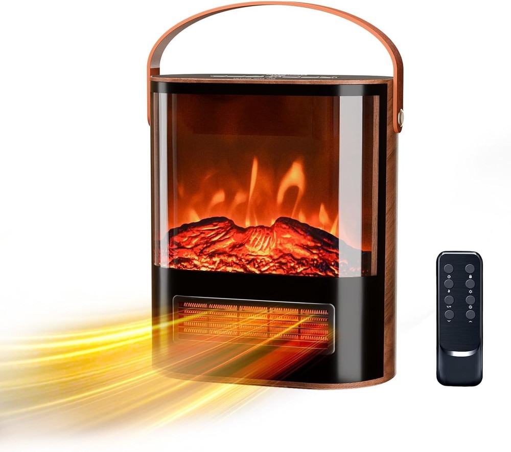 Electric Fireplace Heater, 1500W Portable Space Fireplace Adjustable Temperature