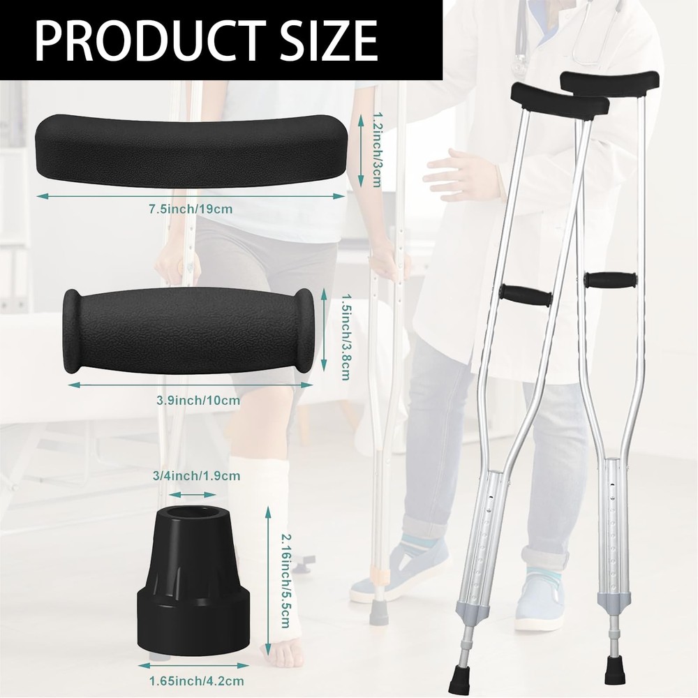 Crutch Padding and Crutches Accessories, Sets, Sets-Black