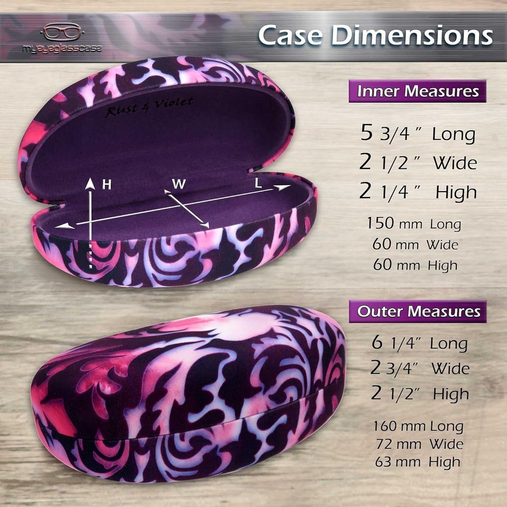 Large Hard Sunglasses Case | fits Large curved Sunglasses, with microfiber ba...