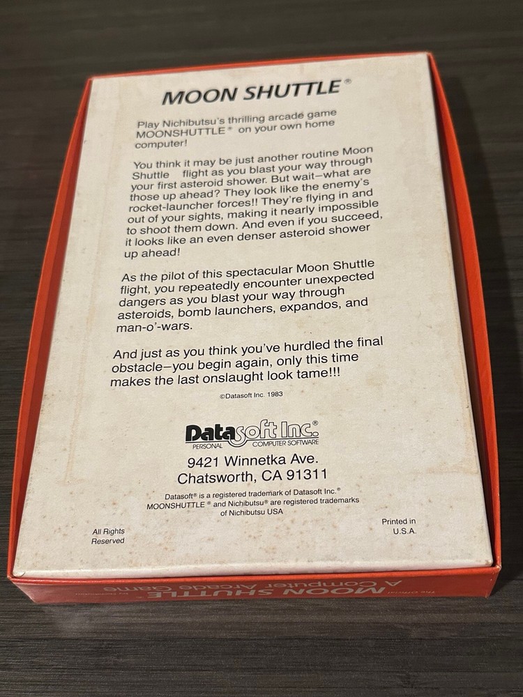 Moon Shuttle Datasoft boxed Atari 400 800 XL XE Vintage Computer game