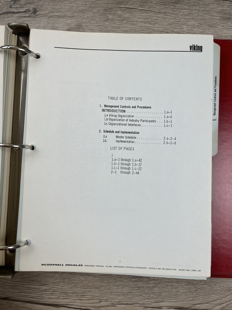 RARE Viking Space Program Proposal McDonnell Douglas Plans & Control Vol 1 & 2
