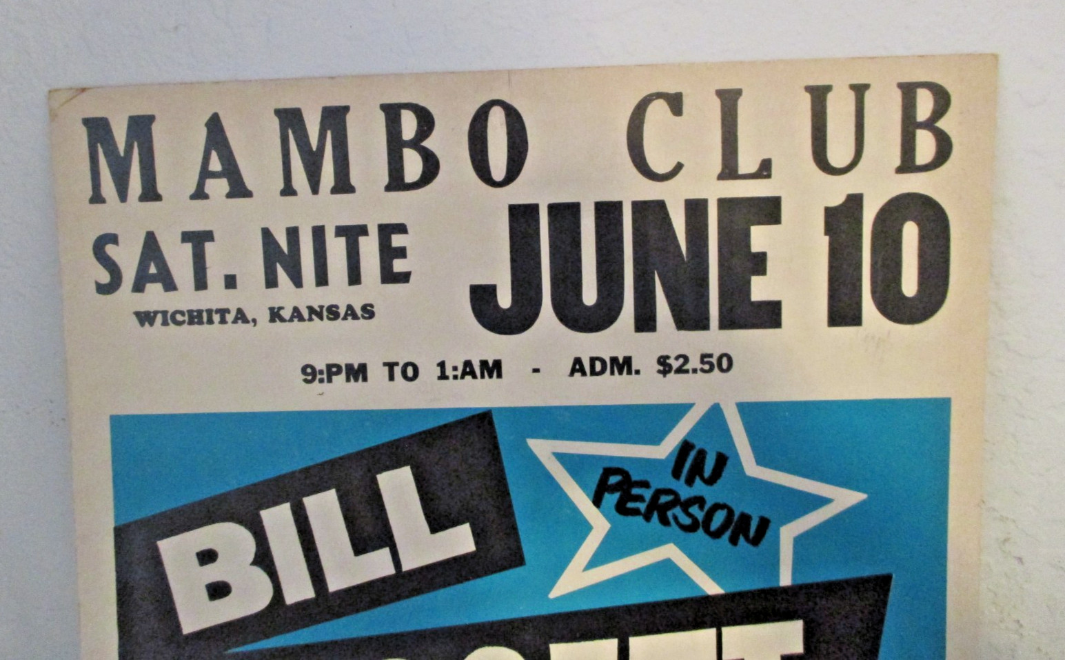 Orig. Vintage Bill Doggett & his famous Combo at the Mambo Club Poster cardboard