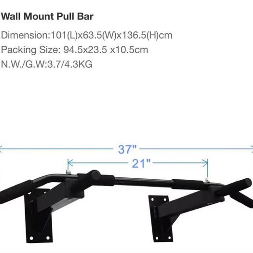 Missing Hardware, Wall Mounted Pull Up Bar CD-DG10 Black Steel