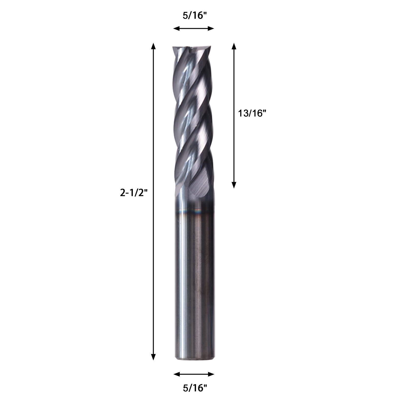 10Pcs 4 Flute 5/16" x13/16" x2-1/2" End Mills Solid Carbide AlTiN Coated CNC Bit