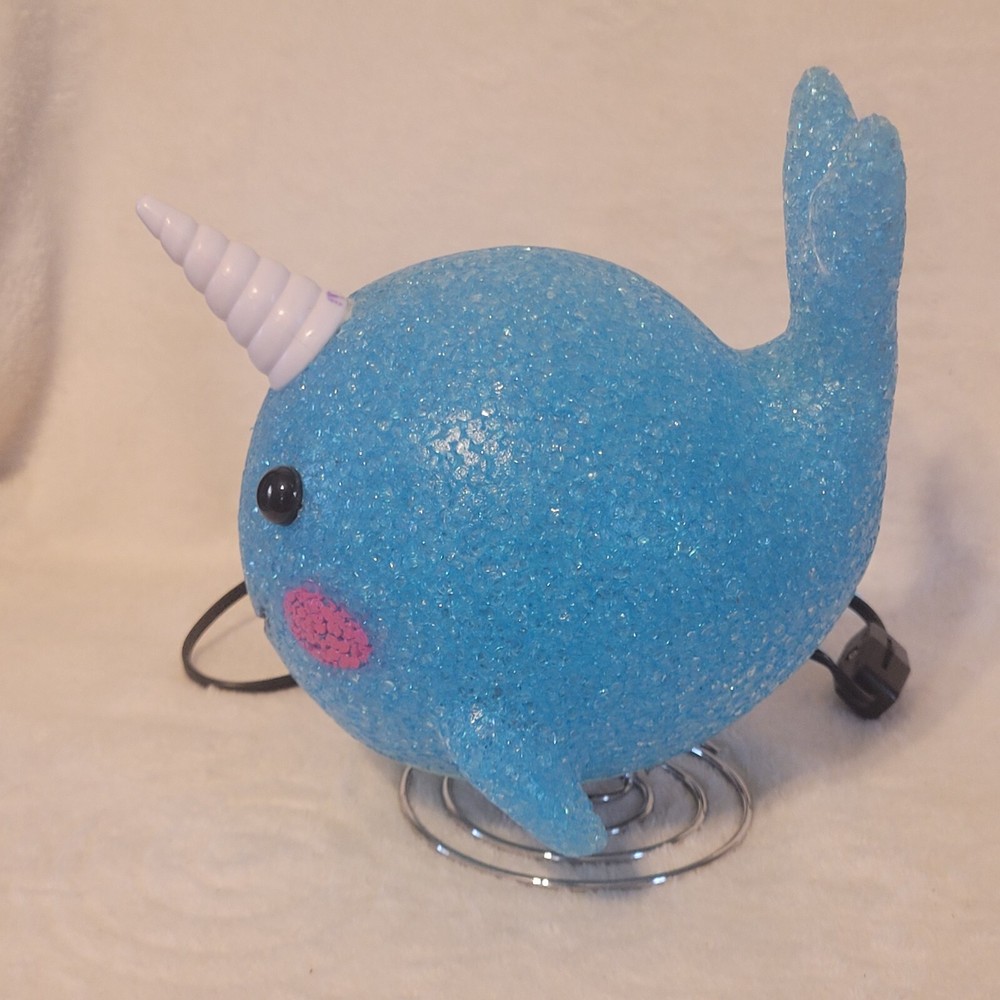 Sparkle Narwhal Whale Shaped Lamp Metal Bouncing Base