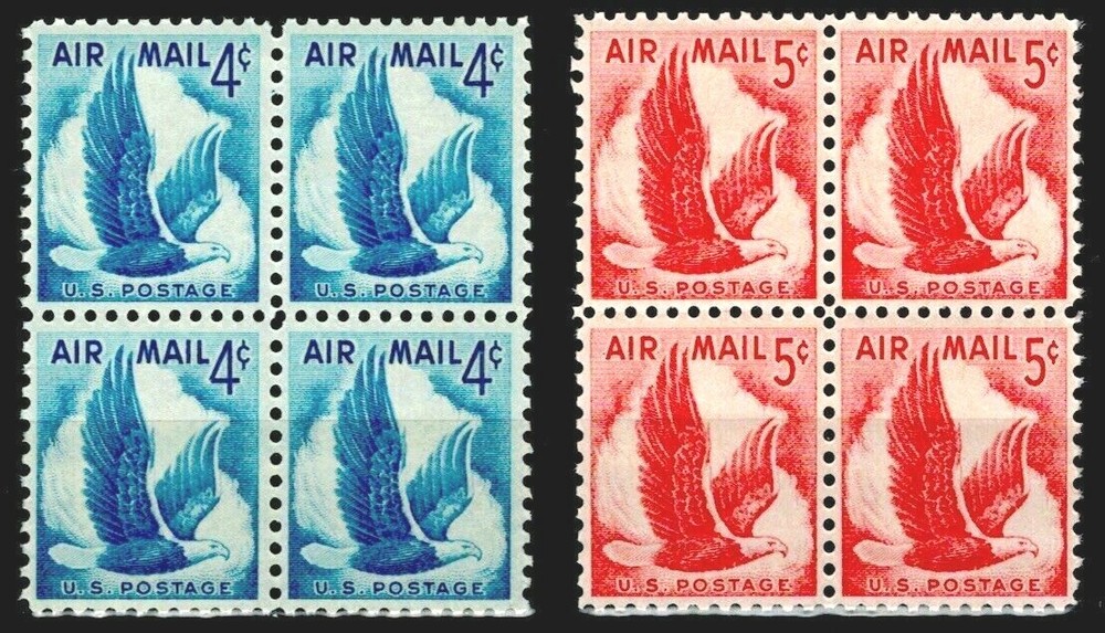 US, #C48, C50 Eagle in Flight two B4, MNH