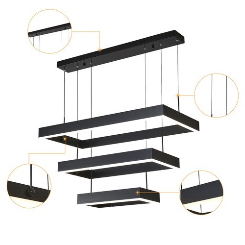 Modern LED Ceiling Light Hanging Pendant Lamp Dimmable Chandelier W/ Remote