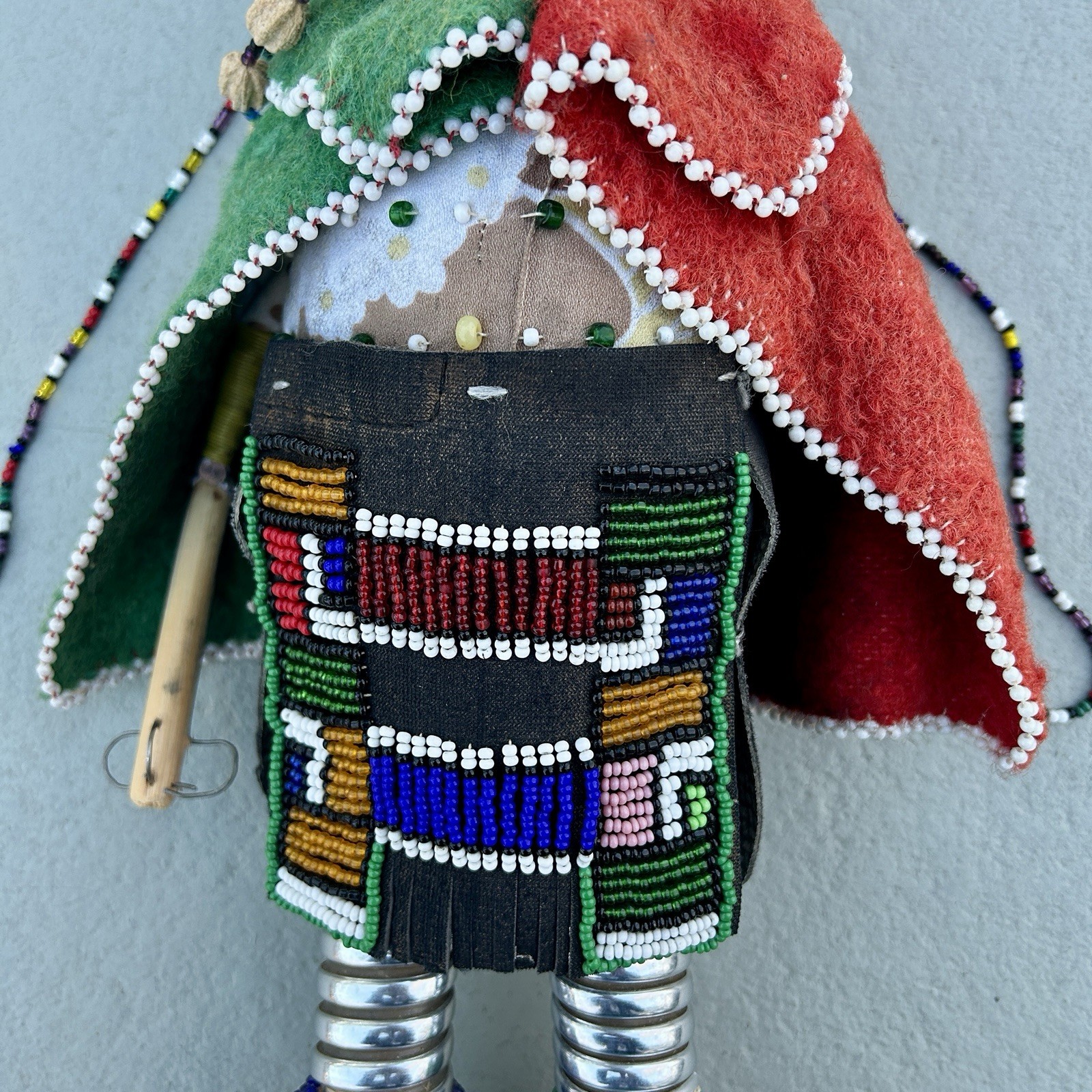 Ndebele Beaded Fertility Doll with Neck Rings South Africa 1990s Vintage 15¼″