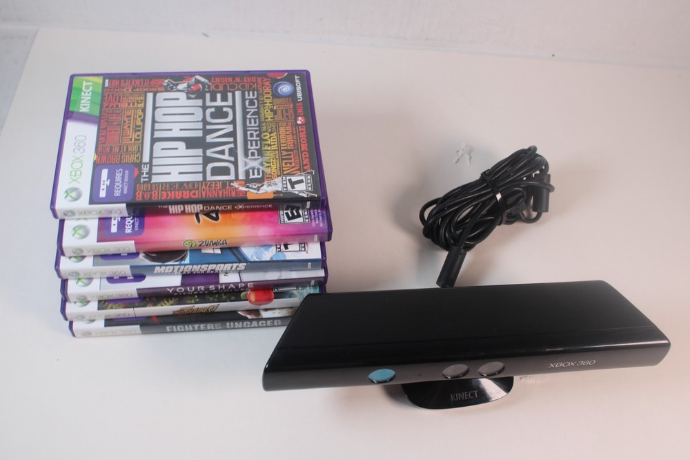 Microsoft Xbox 360 Kinect Sensor Bar w/ 6 Games, authentic, tested