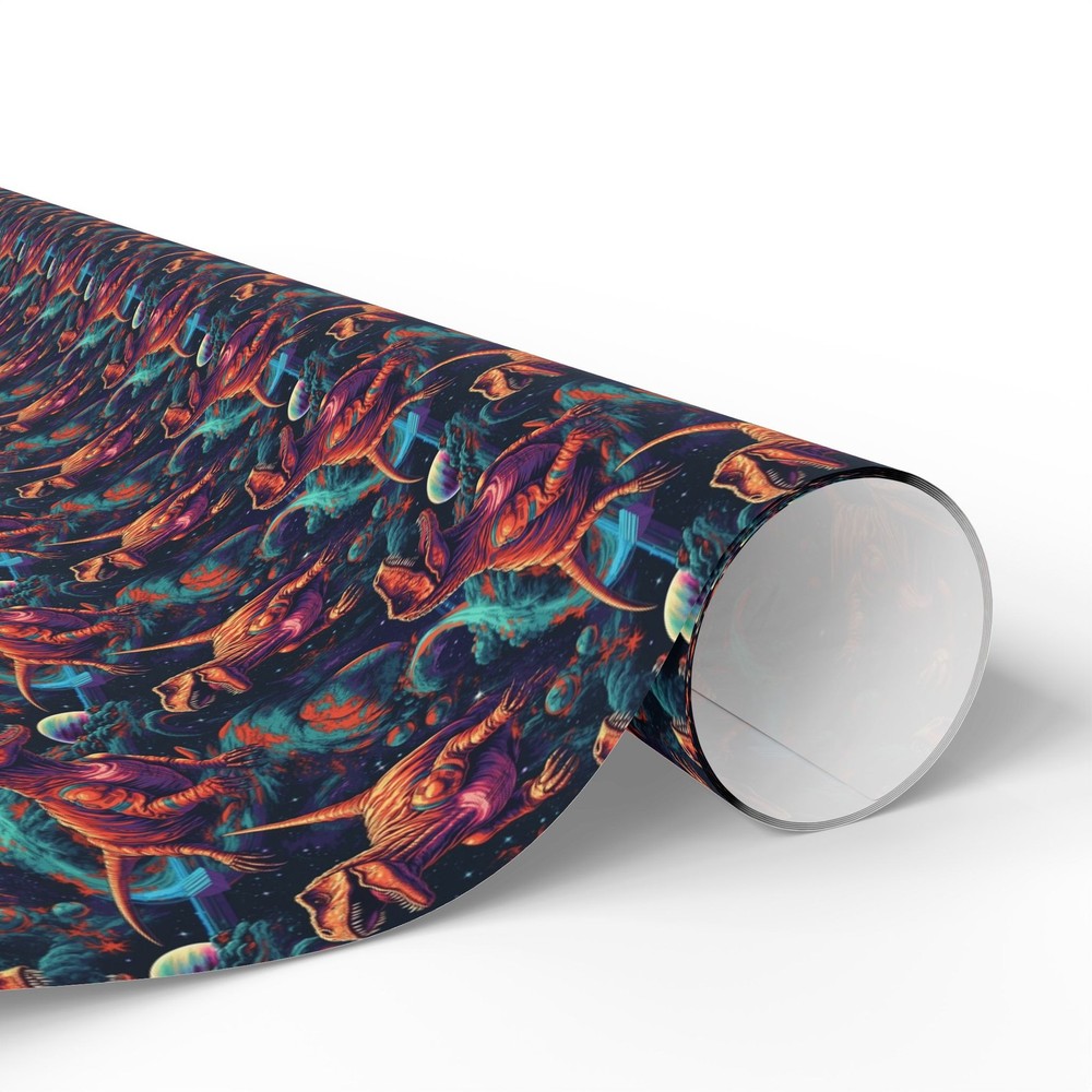 Dinosaurs in Space Wrapping Paper Fun Sci-Fi Gift Wrap