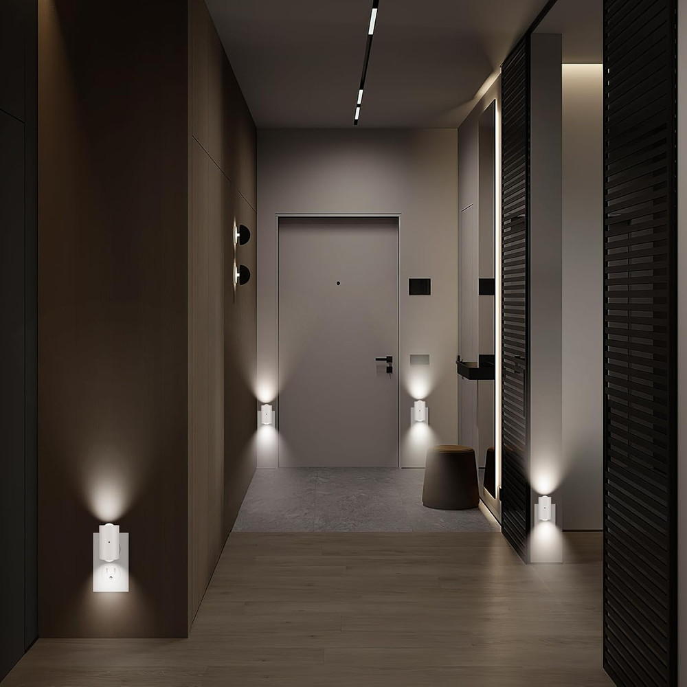 LED Night Light Plug In, Modern Plug-Into Wall Nightlight, Adjustable 0-200LM Br