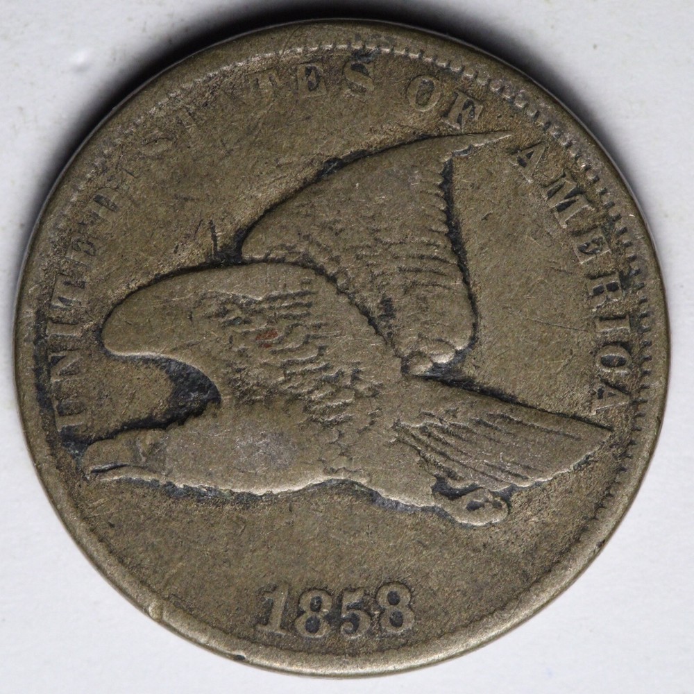 1858 S.L. Flying Eagle Cent Penny VF E195 RNE