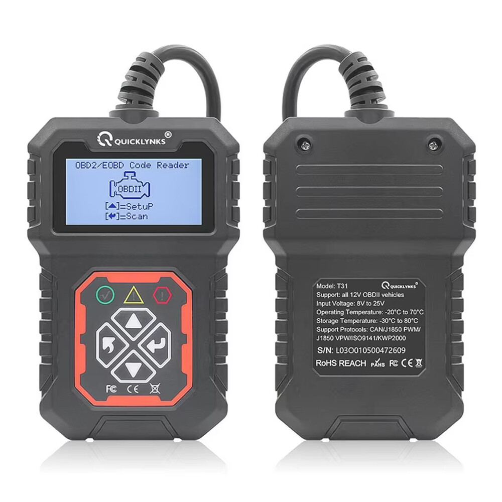 QUICKLYNKS T31 Universal OBD2 Scanner Diagnostic Tool Read & Clear Engine Fault