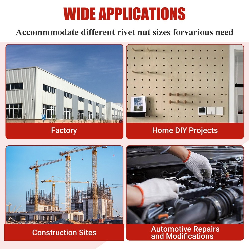 16'' Rivet Gun Rivnut Thread Setting Tool Nut Setter NutSert Metric&SAE 200 Nuts