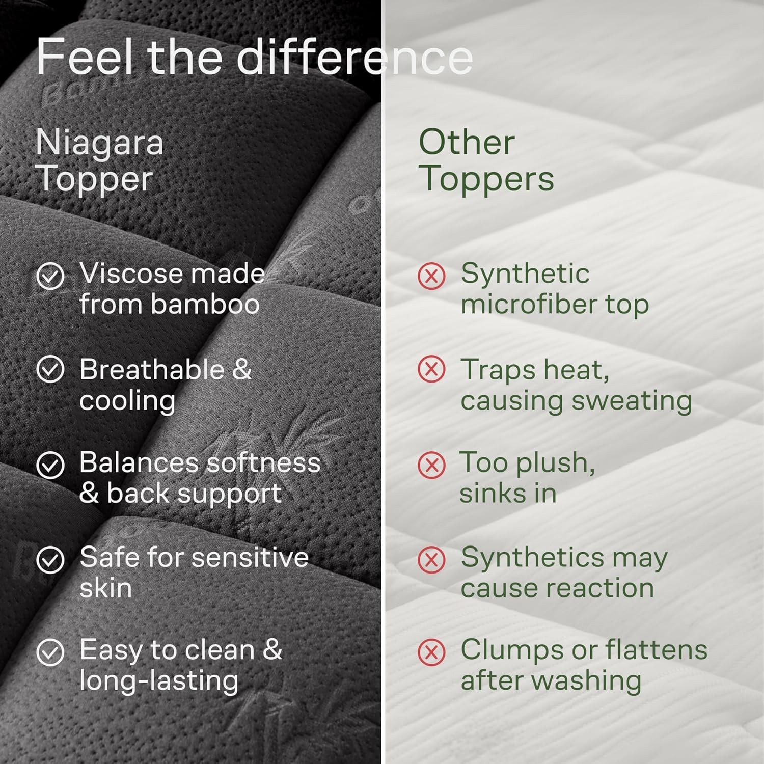 Bamboo Viscose Queen Mattress Topper - Soft Pillow Top for Back Pain Relief