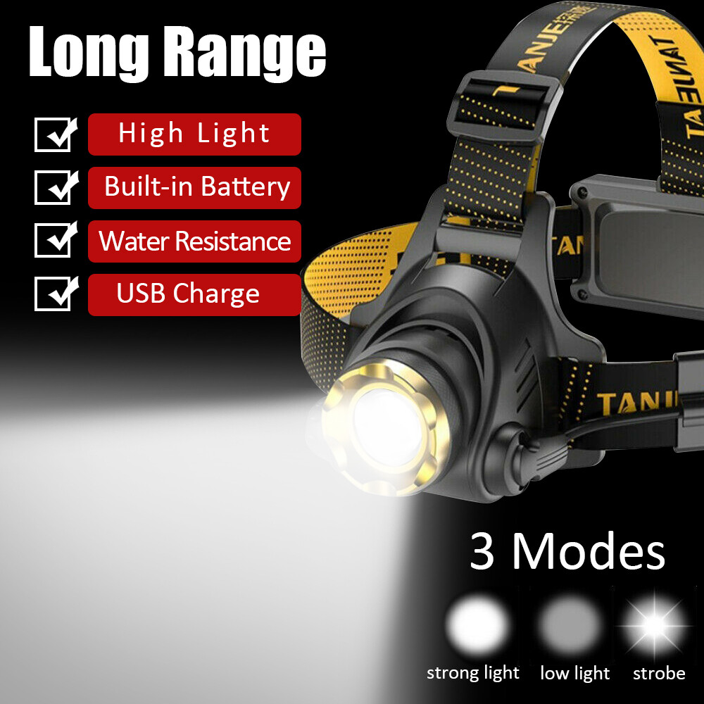 3 x Super Bright LED Headlight Headlamp Head Torch Flashlight 3 Modes Light