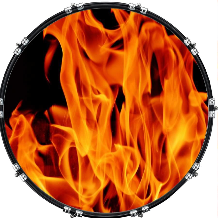 20" Custom Bass Kick Drum Front Head Graphical Fire 4