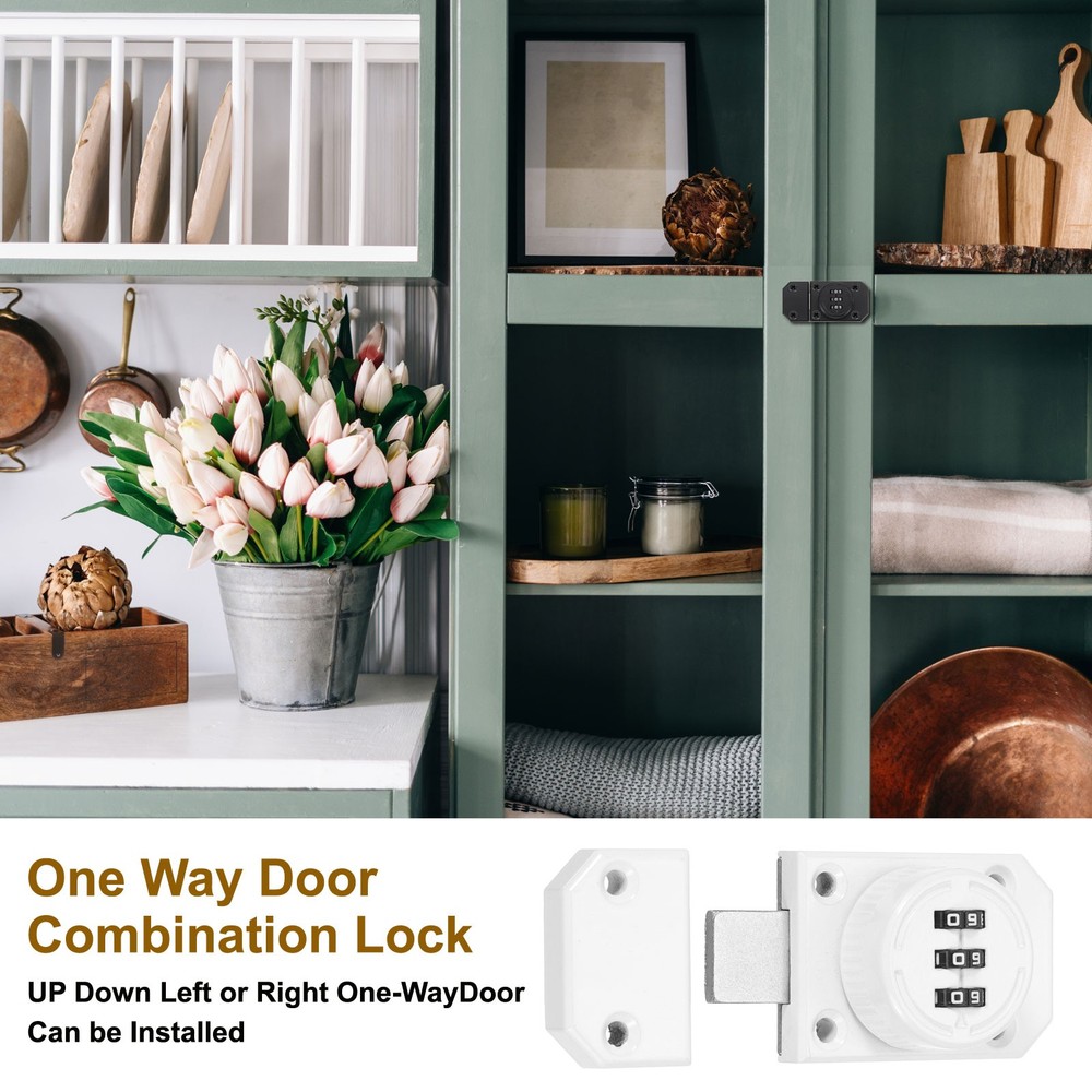 2 Pcs Combination Cabinet Latch Mechanical Keyless Password Lock White