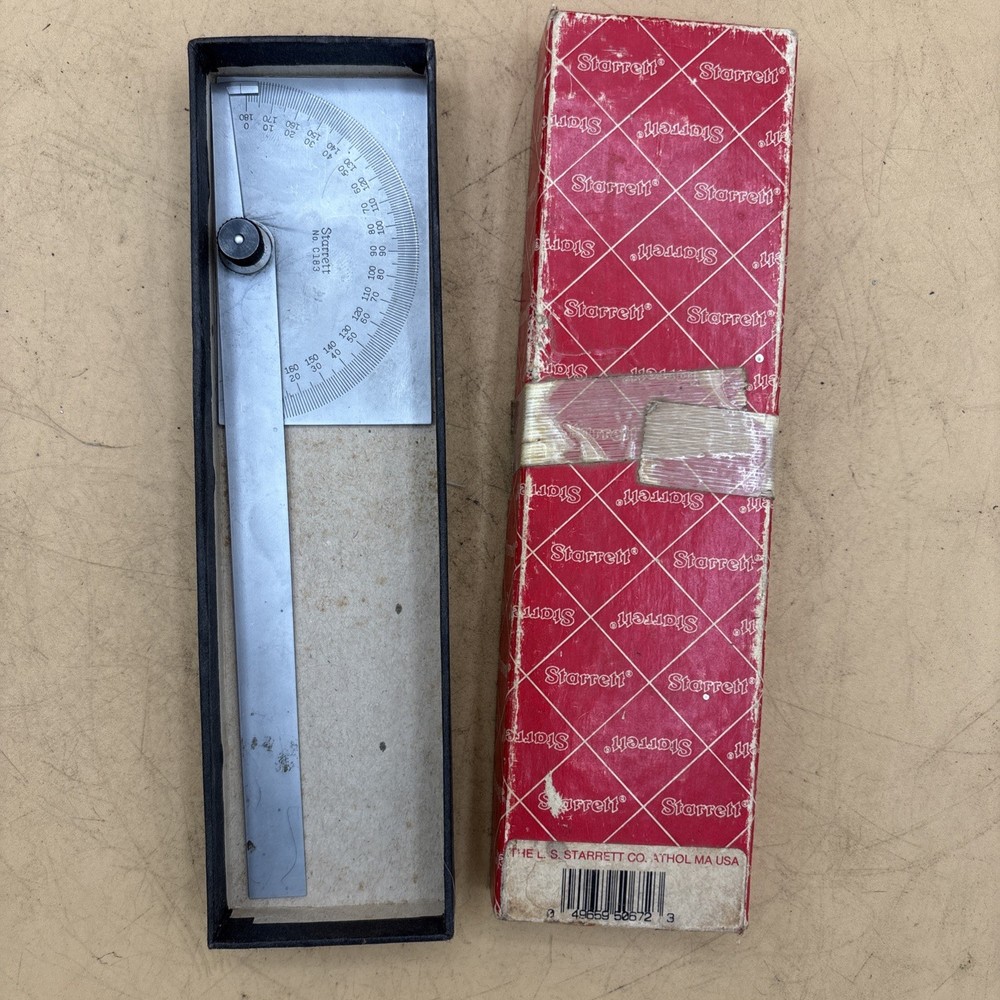Starrett C183 Chrome Steel Protractor USA