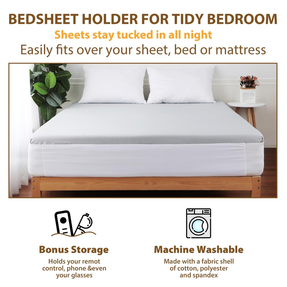 Fitted Bed Sheet Holders & Straps - Secure Elastic Sheets to Mattress Corners...