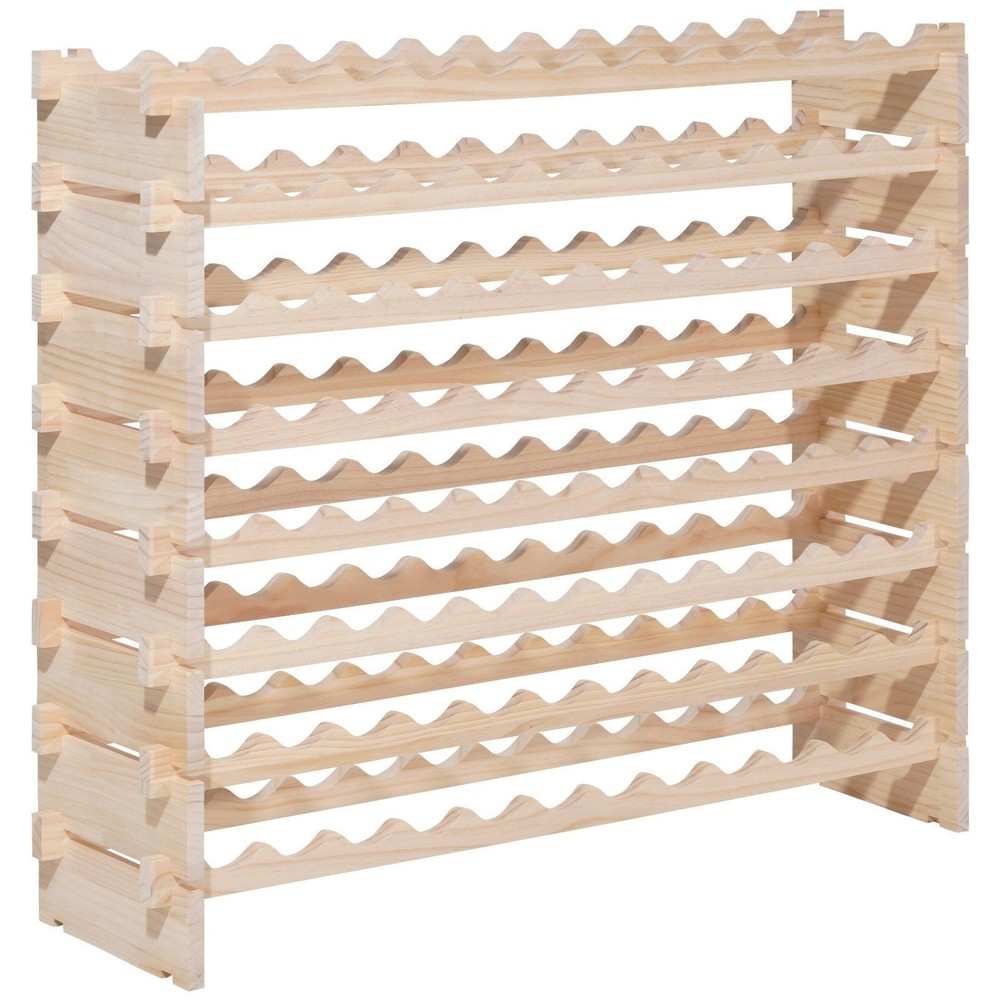 VEVOR 96 Bottle Stackable Modular Wine Rack, 8-Tier Wine Bottle Holder,Solid Woo