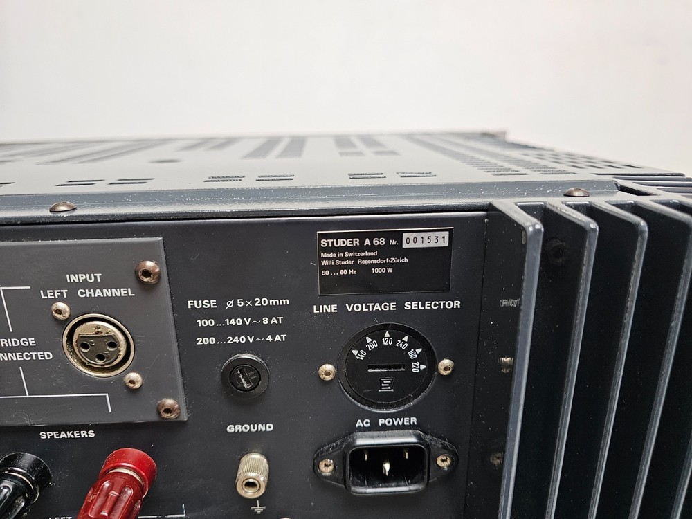 Power Studer A-68 Stereo Amplifier Serviced Operational
