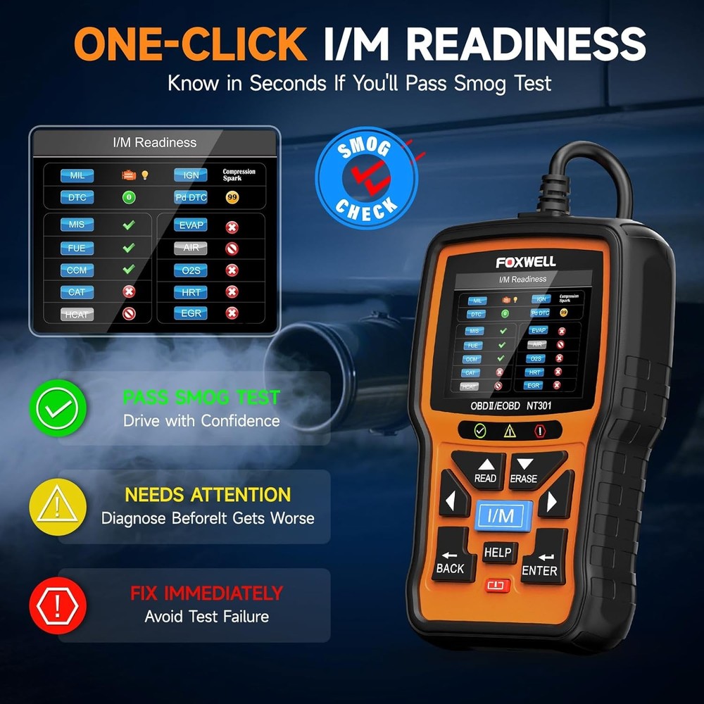 FOXWELL NT301 OBD2 Scanner OBDII Diagnostic Code Reader for Check Engine Light