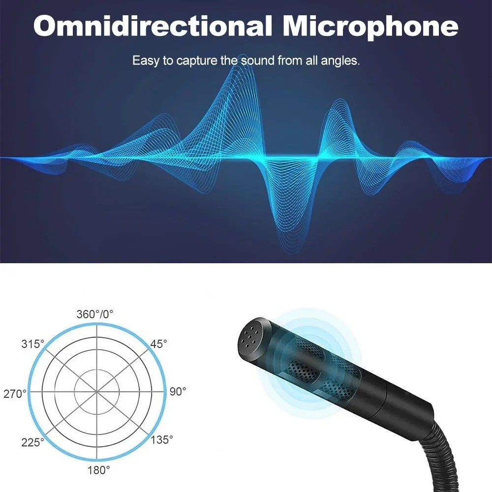 Computer Mini Condenser Microphone USB Stand Recording Mic For PC Desktop Laptop