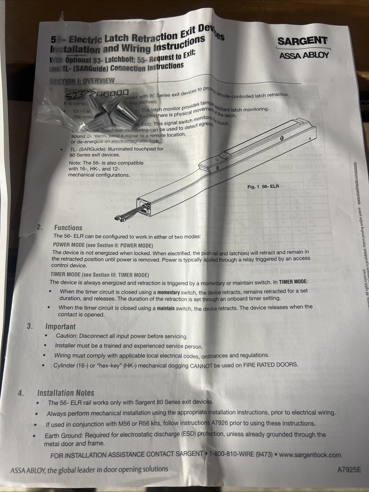 Sargent Crash Bar 56- Electric Latch Retraction Exit Device