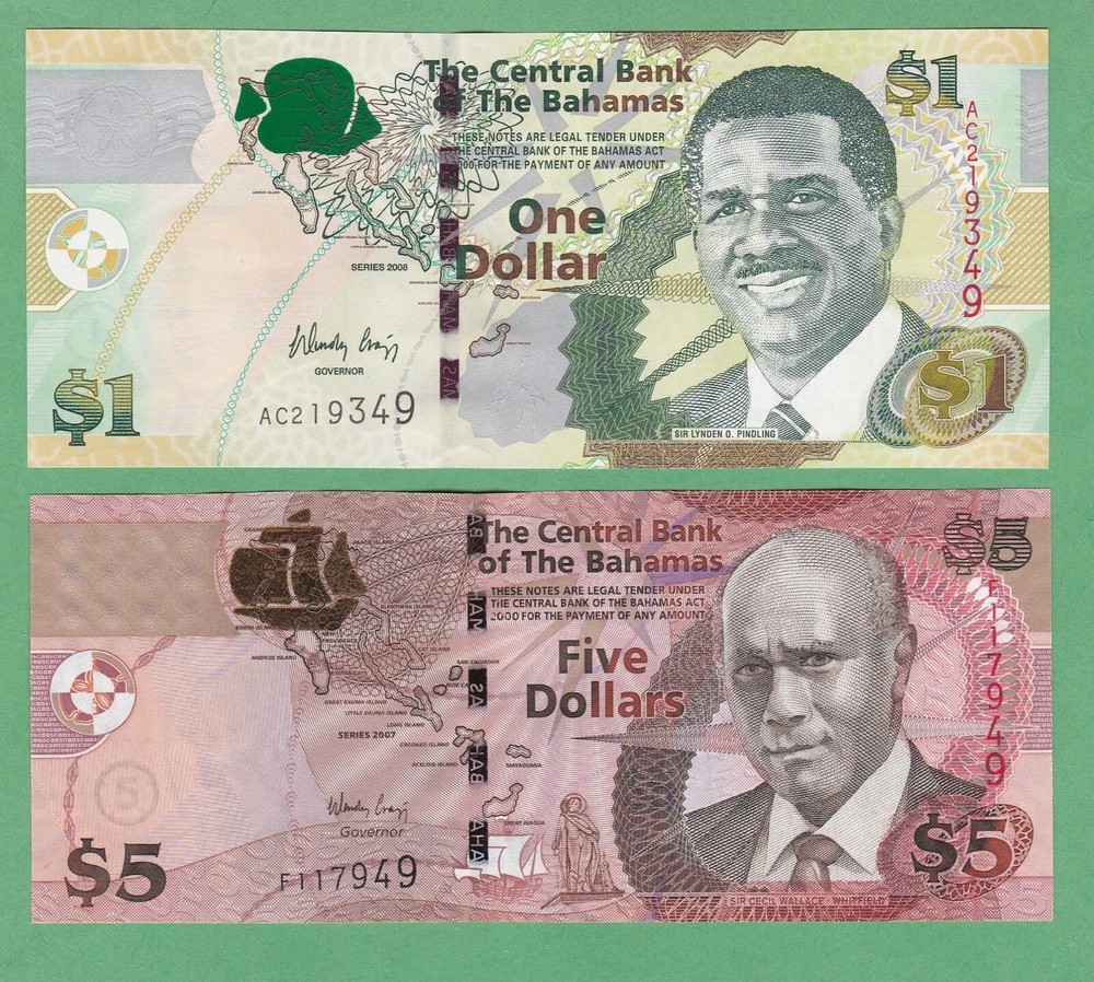 Bahamas 1 & 5 Dollar  Note  P-71 & P-72   UNCIRCULATED