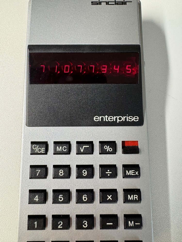 Sinclair Enterprise Calculator (1977/78) Red LED Display – Tested Working – Case
