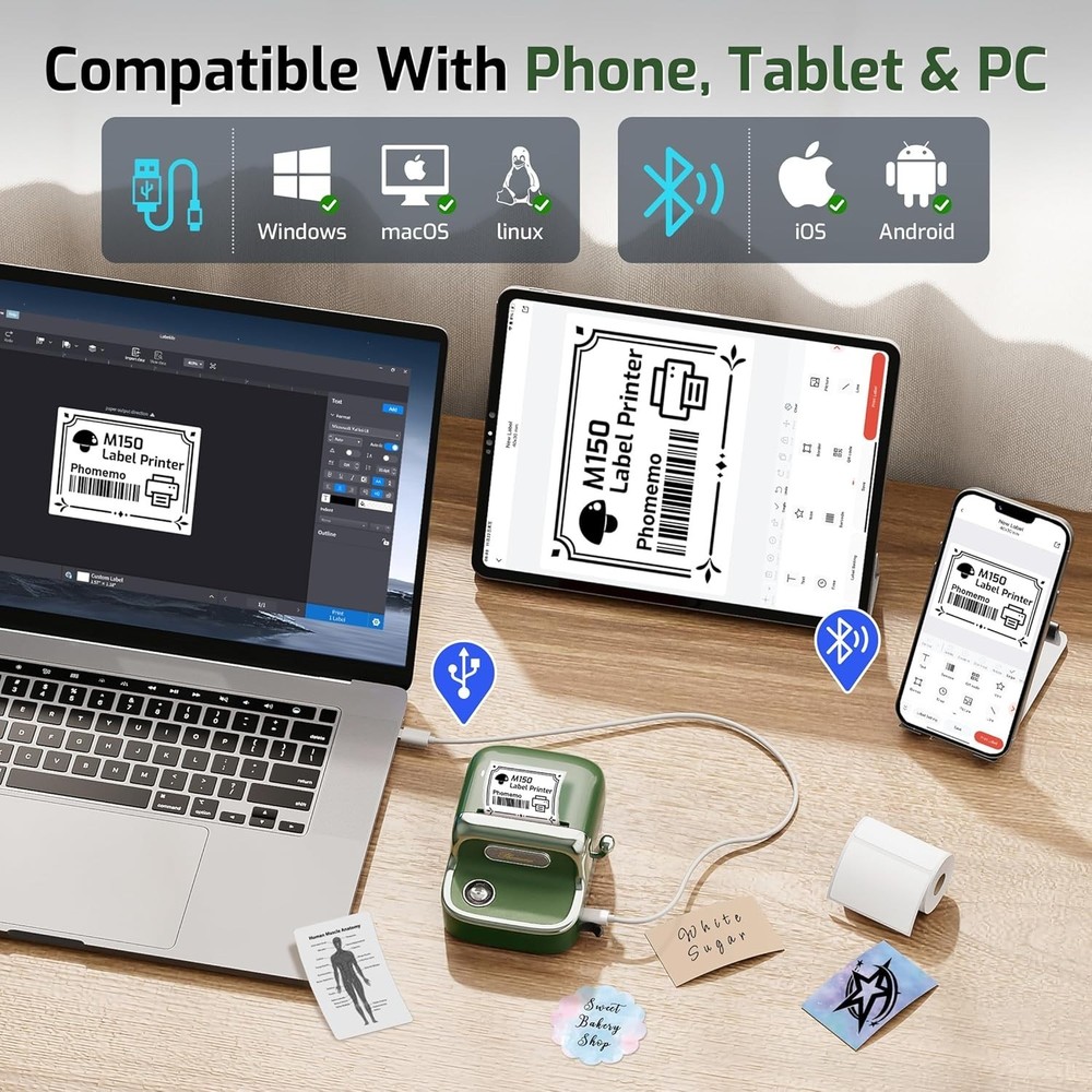 M150 Thermal Label Printer - Fast Printing & Easy App Compatibility for Labels