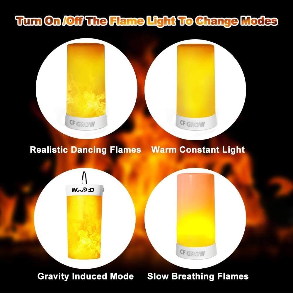 LED Flame Effect Light, USB Rechargeable, Remote & Timer, 2 PCS