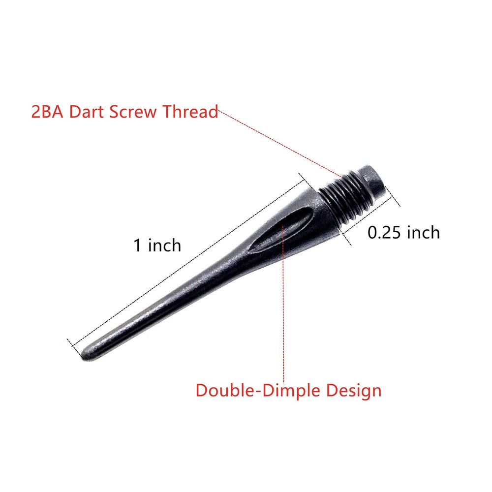ROOBEEO 2BA Thread Plastic Tip Dart Points 300 Pack Soft Tips Black