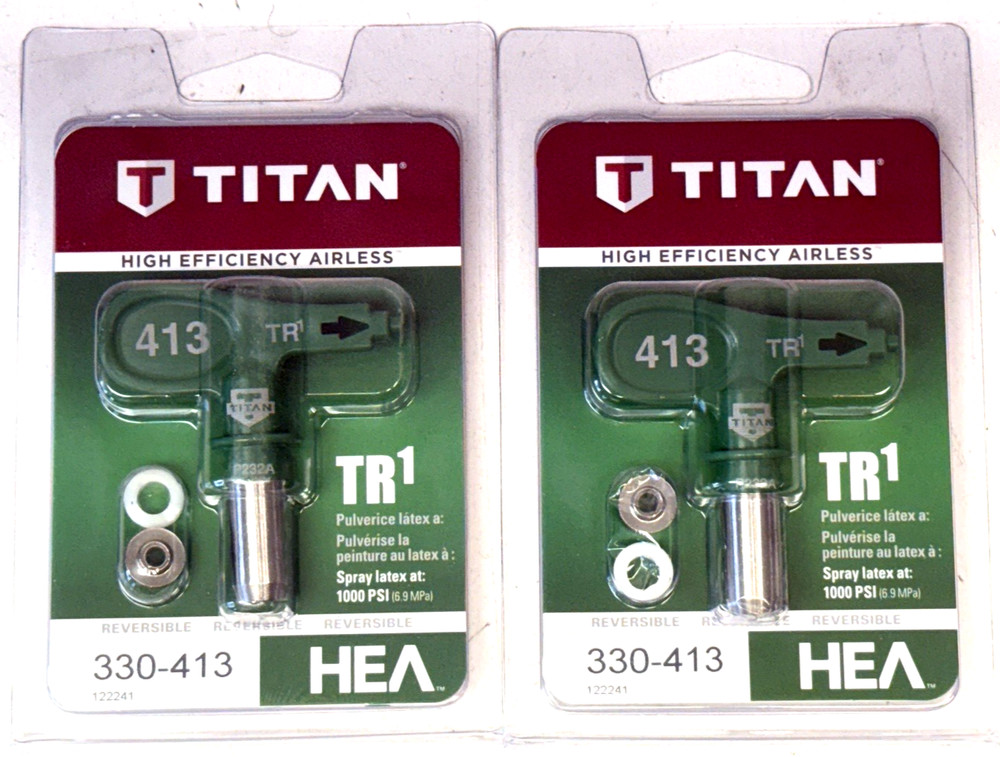 (2) Titan 330-413 TR1 HEA Reversible Spray Tips