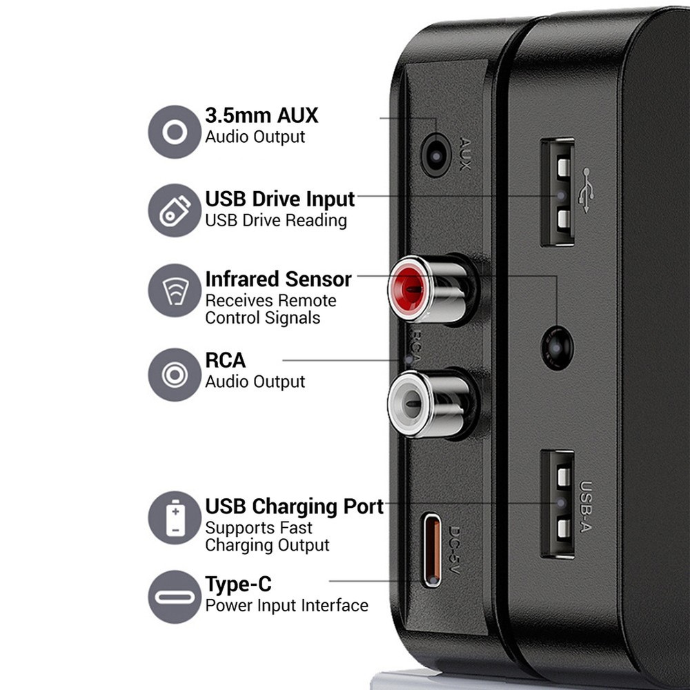 Bluetooth 6.0 Receiver Wireless Audio Adapter with Low Latency, for Speakers