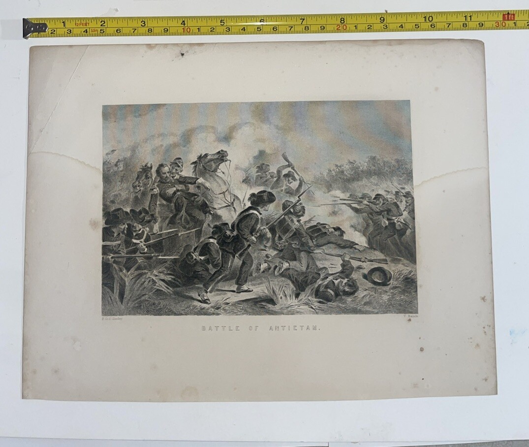 Vintage Civil War Engraving “Battle Of Antietam” V. Balch