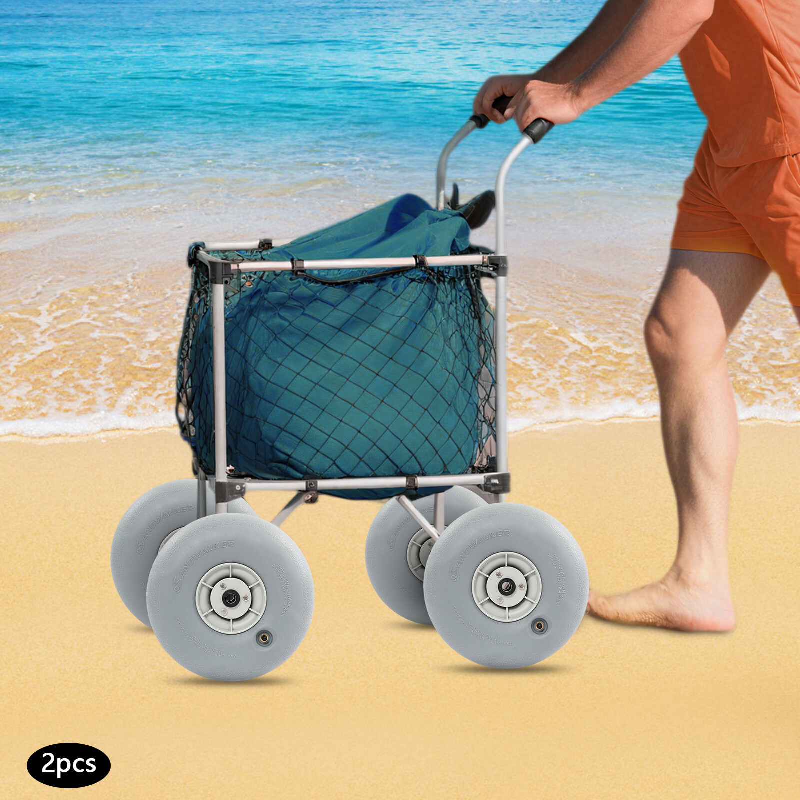 2Pcs Inflatable Beach Wheels – Durable Sand Tires for Carts, 121lbs Load