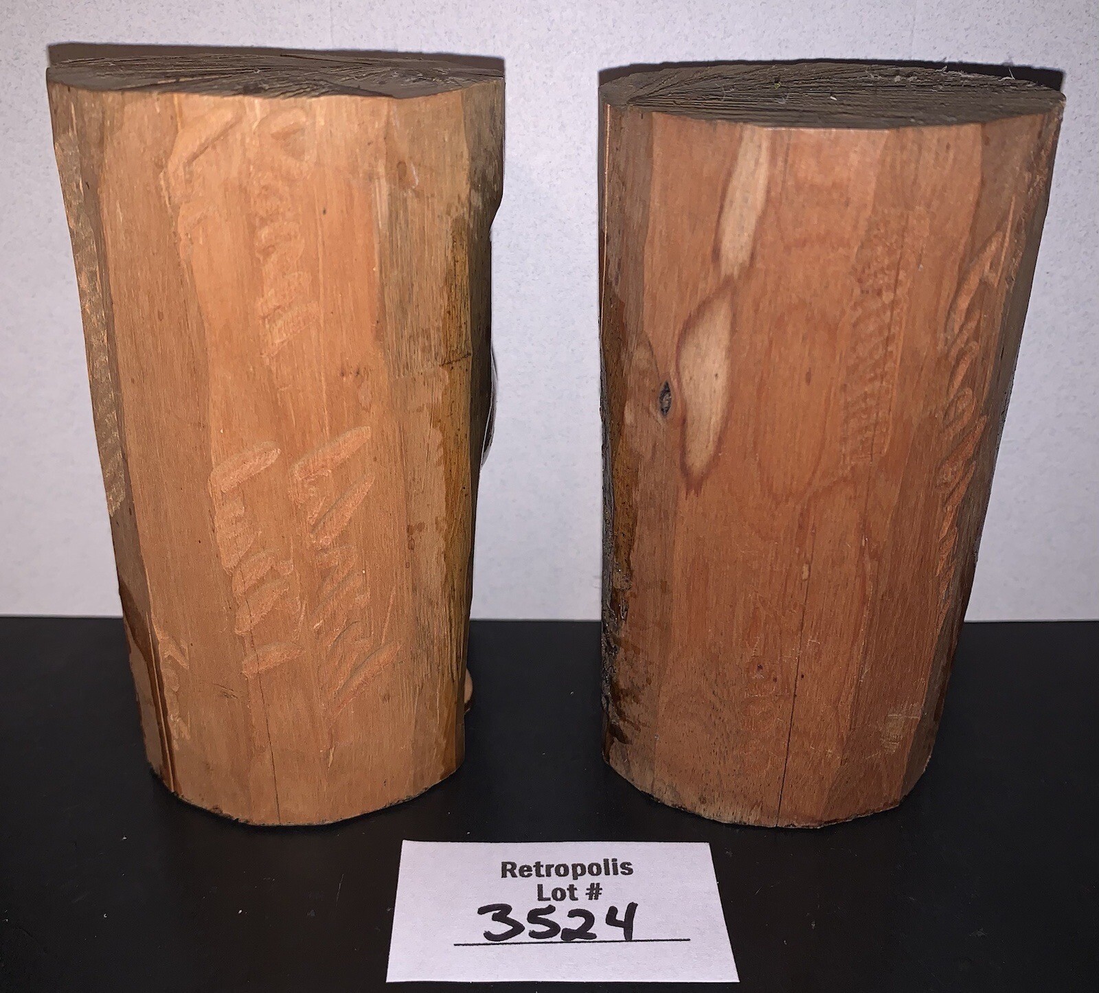 VTG Tribal Wood Totem Head Busts Male Female Hand Carved signed