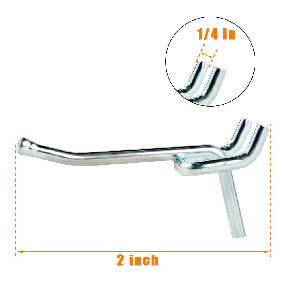 Pegboard Hooks Large Diameter 50-Pack 2 Inch L Shape Small Galvanized Heavy D...