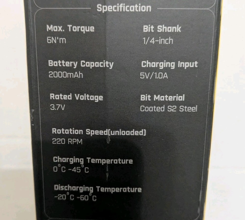 Fantik Cordless Screwdriver W/ Bits And Case Black