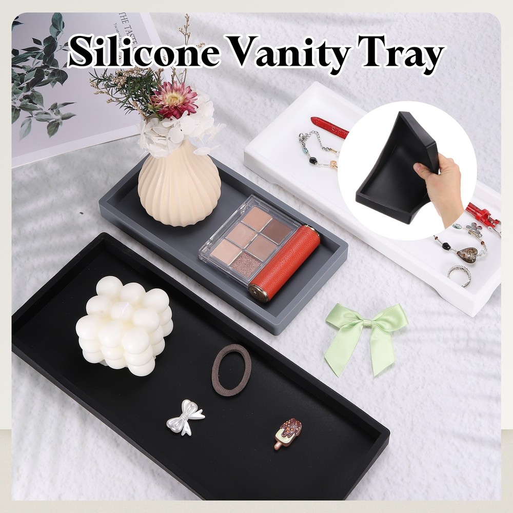 Silicone bath tray 25x10 cm for makeup, black